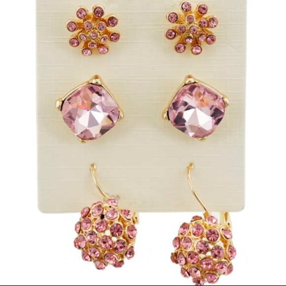 Jewelry - 🆕🌸 3pc Earrings Set Gold Pink